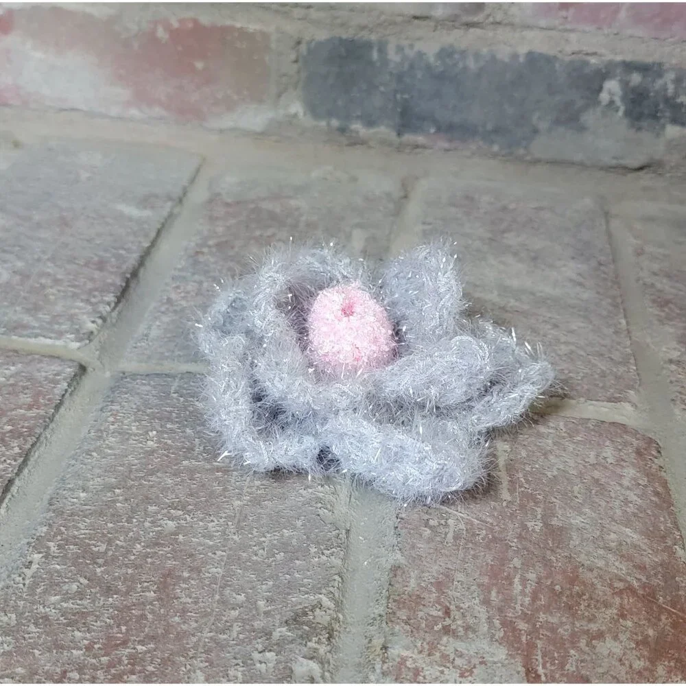 Gray and Pink Flower Scrubby
